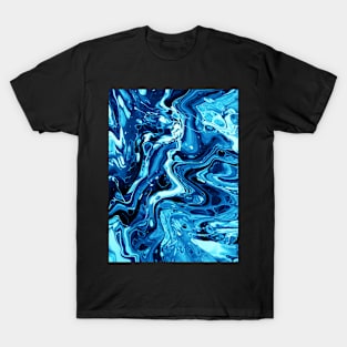 Going Nuclear - Abstract Acrylic Pour Painting - Cherenkov Blue Variant T-Shirt